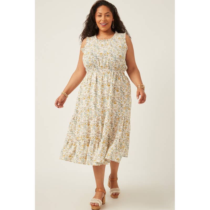 IVOIRE Robe mi-longue débardeur smockée à la taille Plus en vente sur Faire2