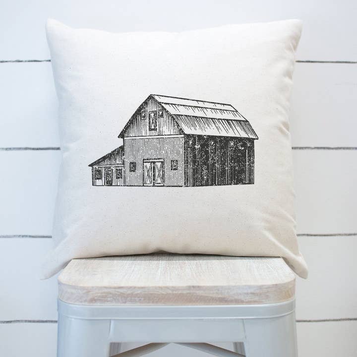 Black and White Barn Pillow Cover Farmhouse Pillow Decor for wholesale by Rising Tide Vintage