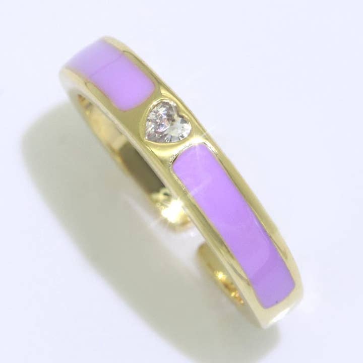 Bague délicate, empilable et tendance, micro pavée dorée, bague en émail couleur arc-en-ciel, bijou pour cadeau pour la vente par Aim Eternal