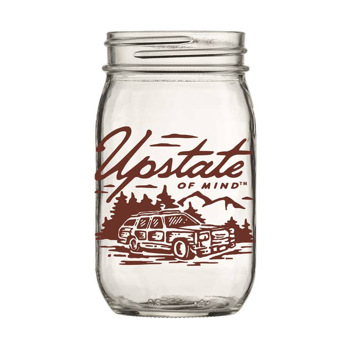Woody Wagon Mason Jar for wholesale by Compas Life - Upstate of Mind