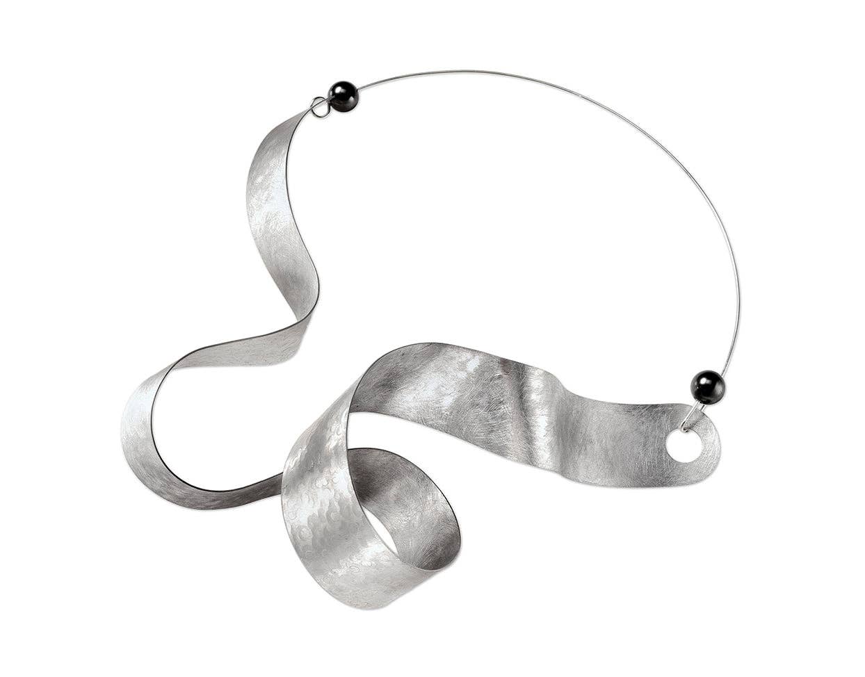 Chick Boss LLC - Wholesale Pendant/Charm Necklace - VIBE 1 Wearable Sculpture Sound Wave Necklace from the SOUND Collection with Simulated Pearls1