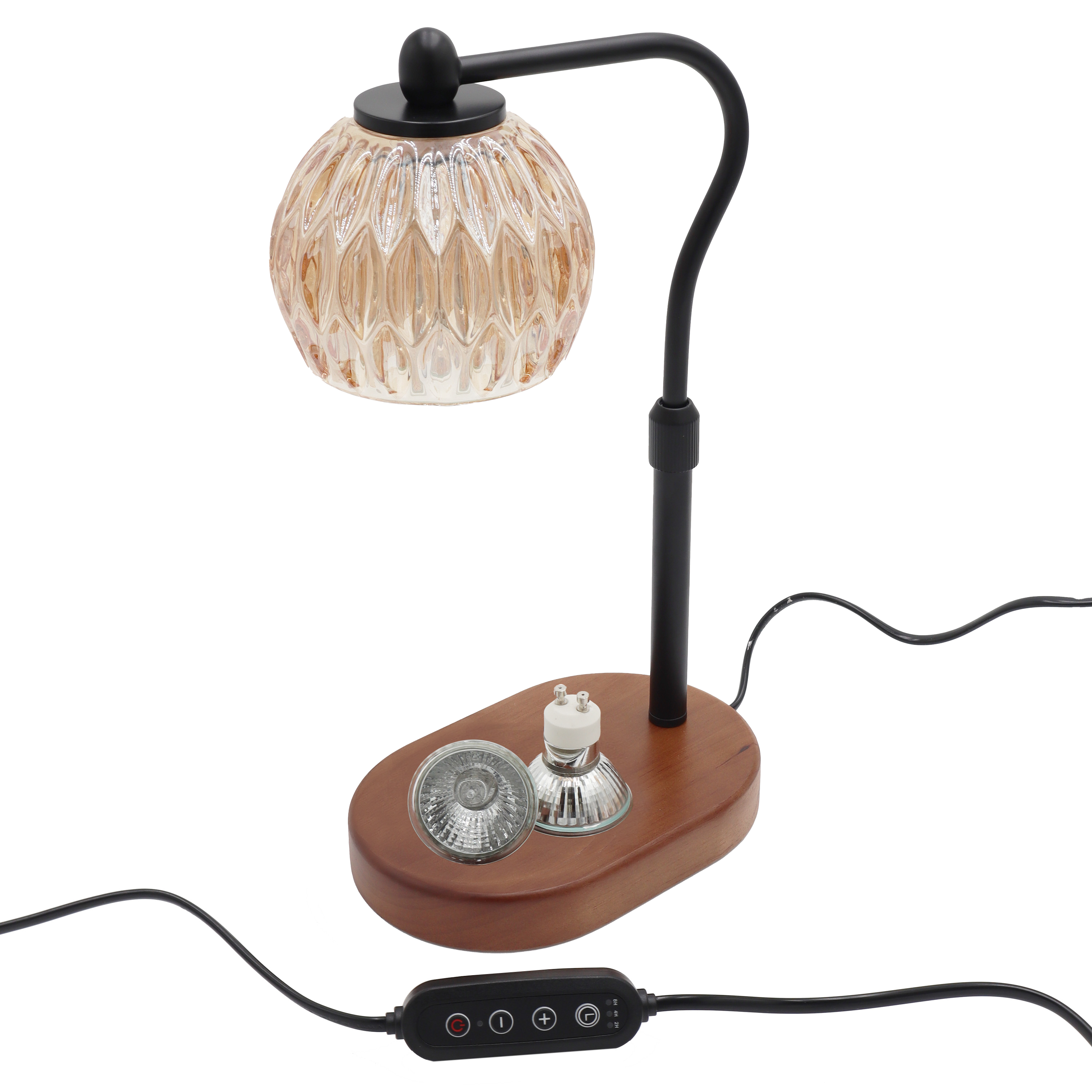 Candyl - Vente Chauffe-cire - Lampe chauffe-bougies, verre de cristal et base en bois, noire2