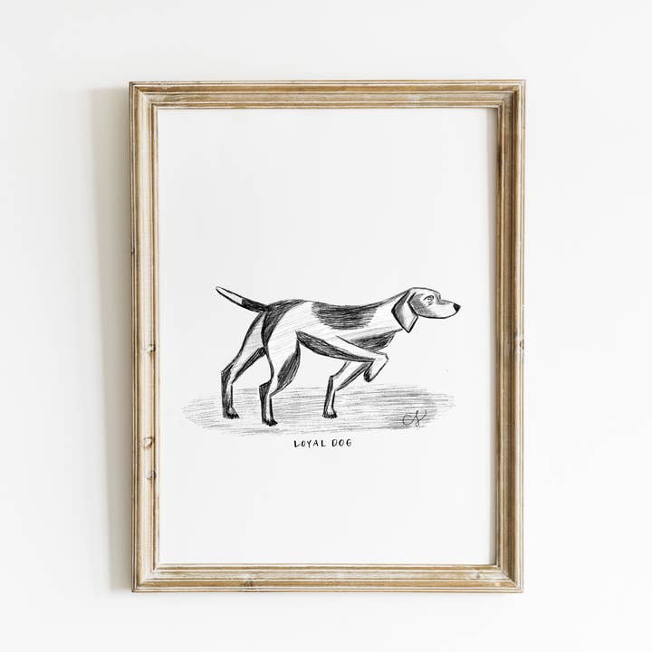 Collection Traditions, imprimé chien fidèle pour la vente par Claire Sanders Calligraphy