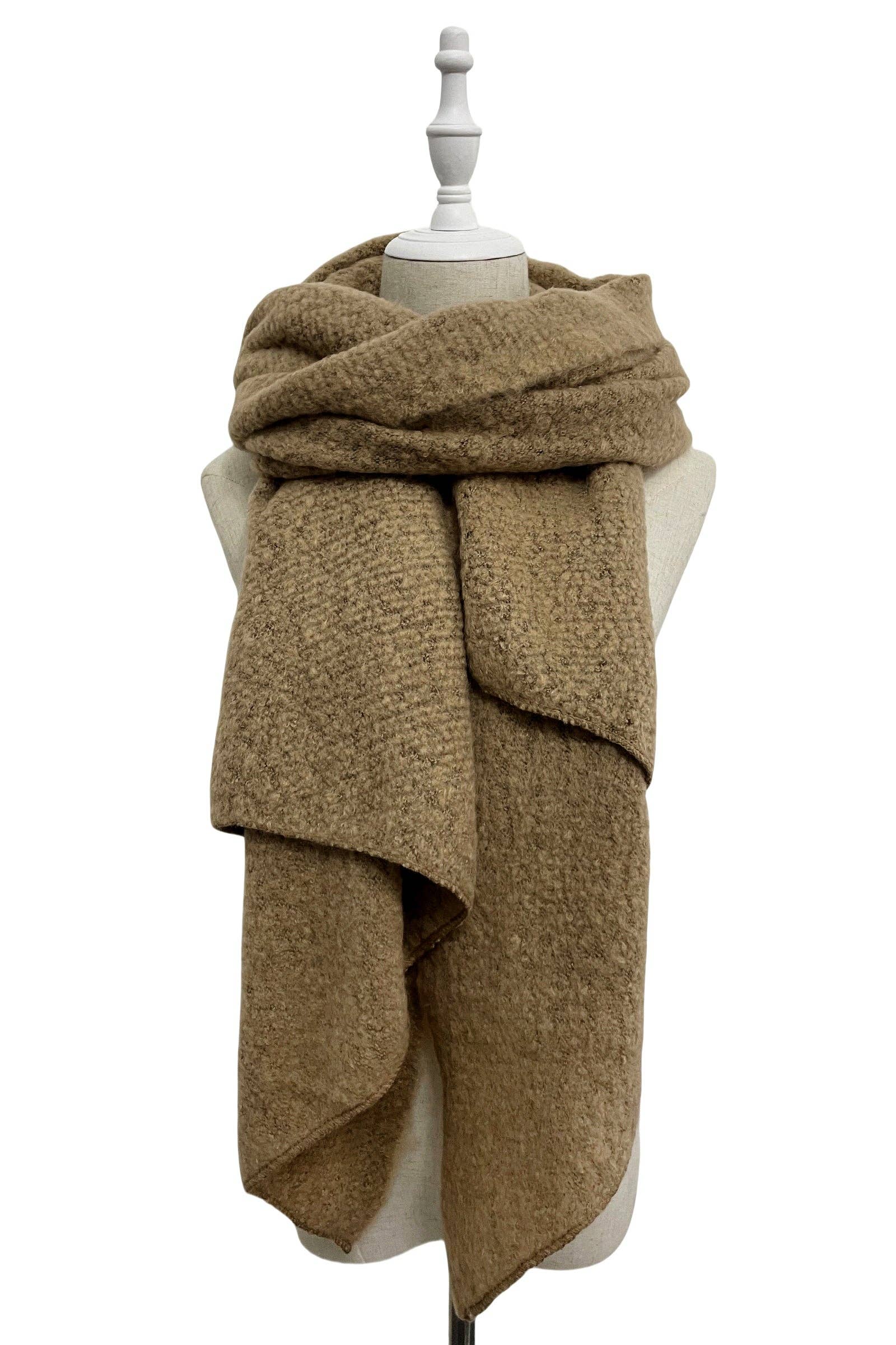 Fashion Scarf World - Wholesale Scarf - Women's - Plain Boucle Diagonal Edge Wool Scarf15