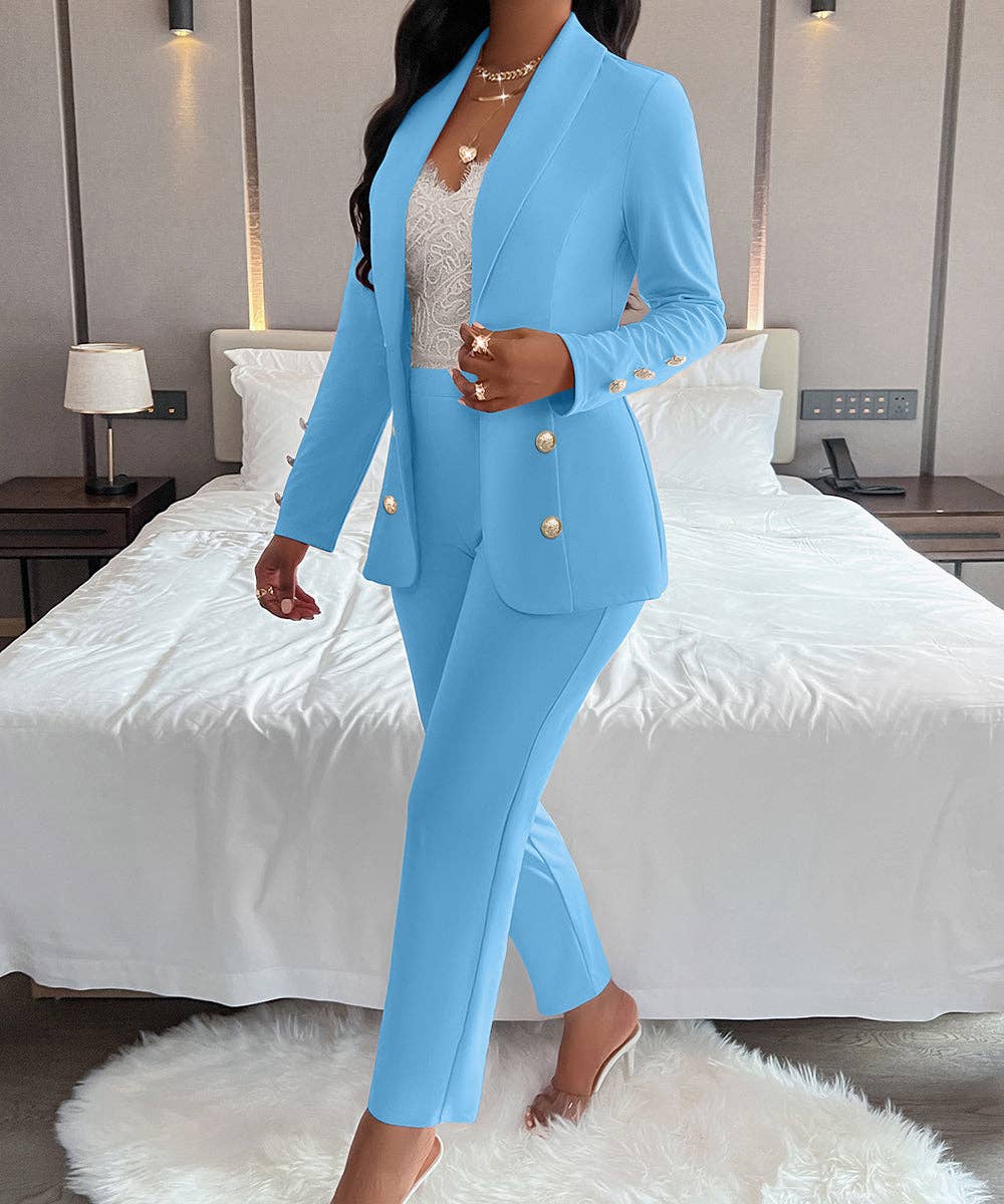 Aria Romance - Wholesale Suit Set - Women's - Double-Breasted Notch Lapel Blazer Set7