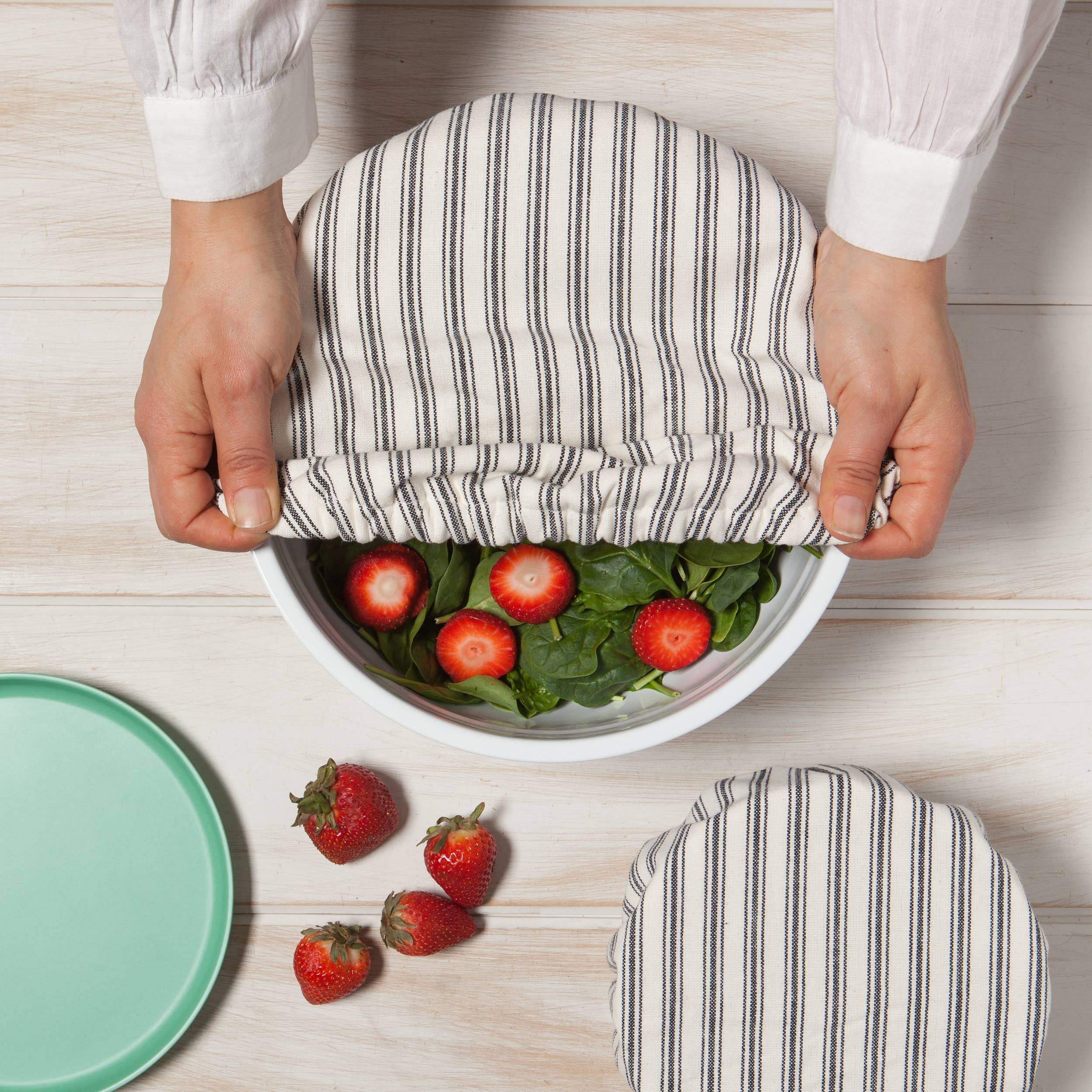 Now Designs by Danica - Wholesale Food Storage Wrap/Bag - Ticking Stripe Bowl Covers Set of 21