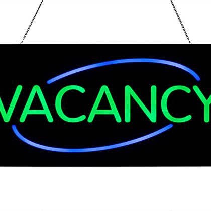 FIXTUREDISPLAYS - Wholesale Neon Sign - "Vacancy" LED Sign with Hanging Chain, Rectangular - 23" x 11" Green Blue 19581