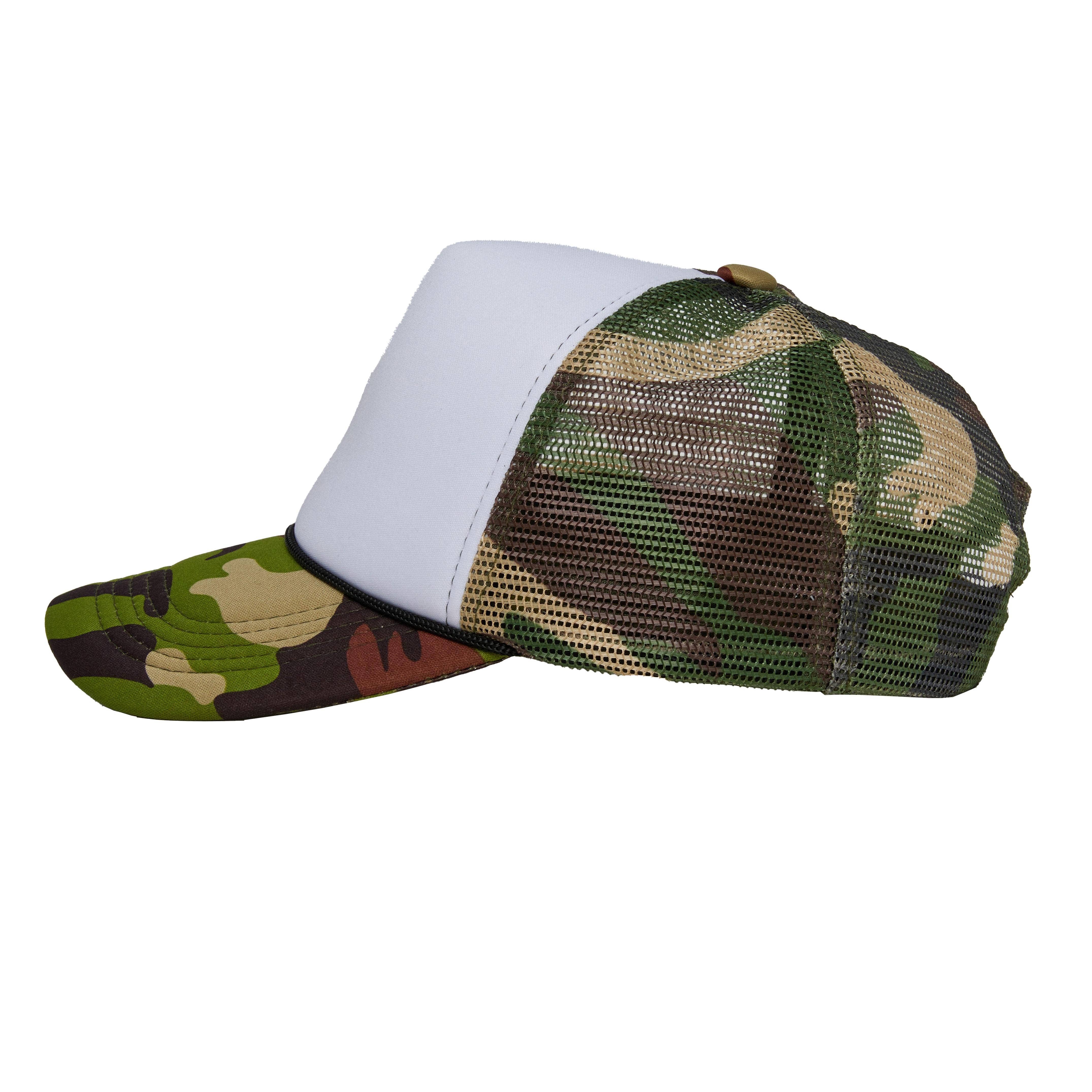 Funky Junque - Vente Casquette de camionneur – unisexe - Casquette de camionneur Snapback en mousse - Blanc/Camo3