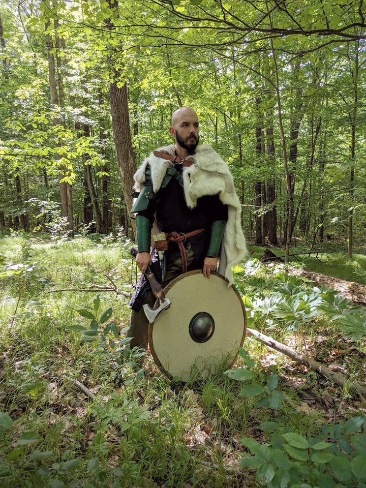 Reindeer Fur Cloak/Viking Cape (Customizable Front Buckle and Leather Color Options) for wholesale by Frost & Ember Creations, LLC