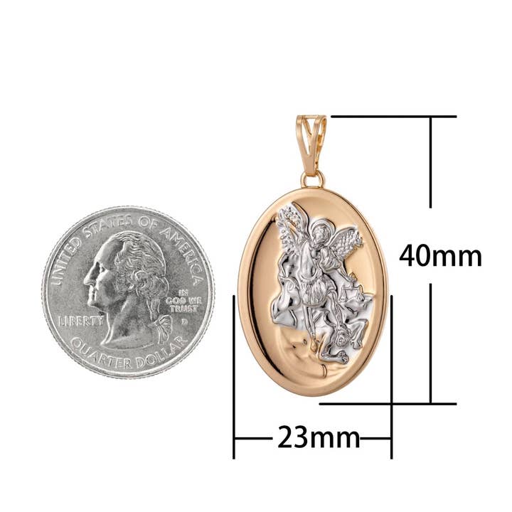 Aim Eternal - Wholesale Individual charm/pendant - 18k Gold Filled Archangel Saint Michael Medal Pendant Double Sided Charm for Jewelry Making H-8133