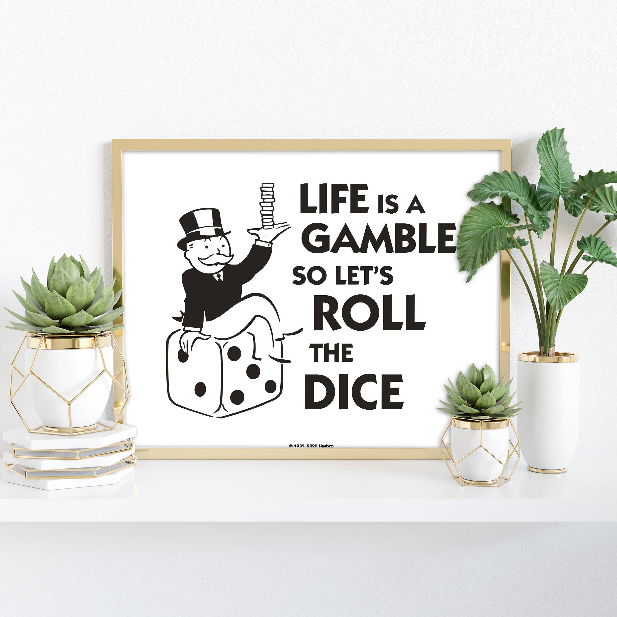 Star Editions - Venta al por mayor Ilustración - Impresión artística de primera calidad Monopoly Life is a Gamble Dice, 11 x 14 pulgadas0