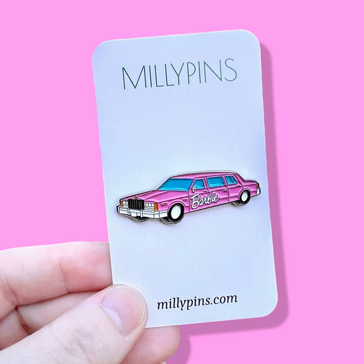 Nostalgic Pink Barbie Limo Enamel Pin for wholesale by Millypins