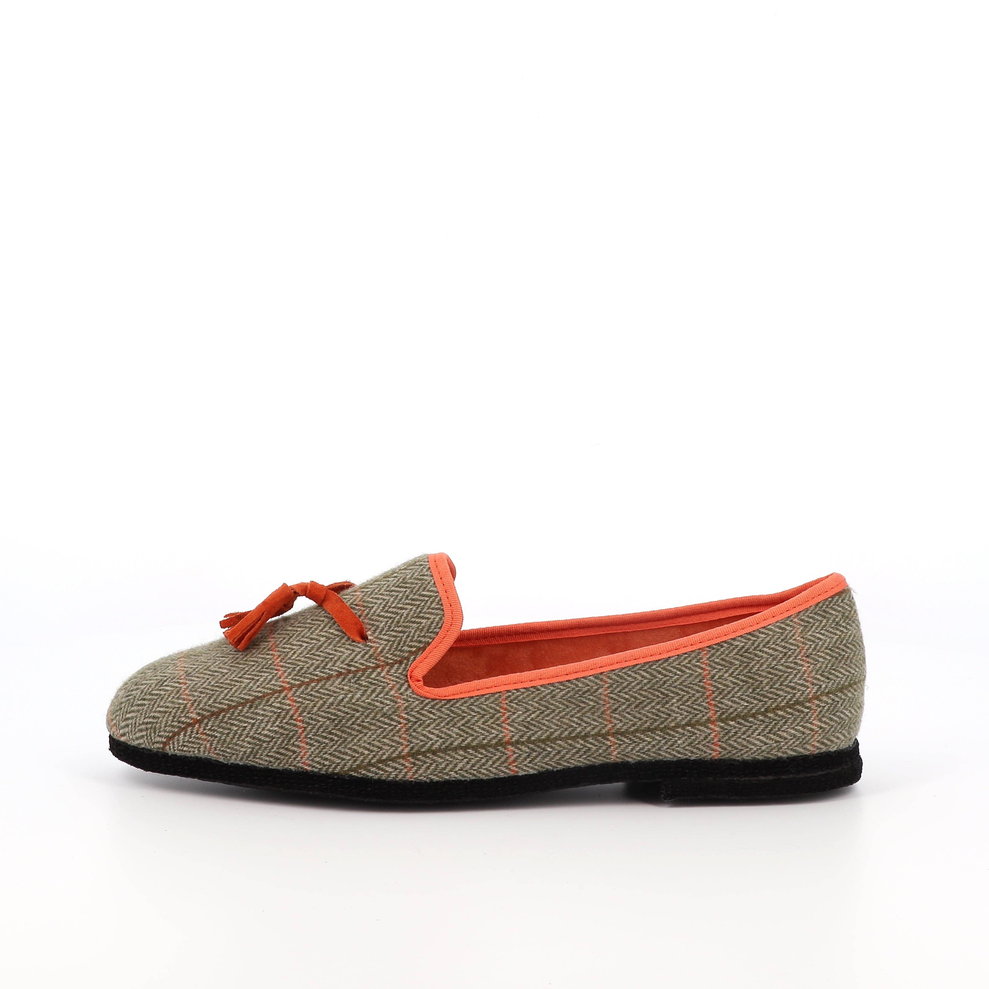 VOLUBILIS PARIS - Wholesale Flats - Women's - JO Tweed Green Slipper2