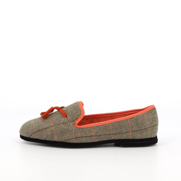 VOLUBILIS PARIS - Wholesale Flats - Women's - JO Tweed Green Slipper2