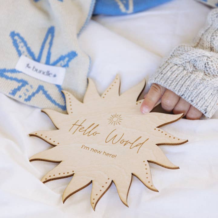 Birth announcement plaque - sun design for wholesale by The Bundle Co