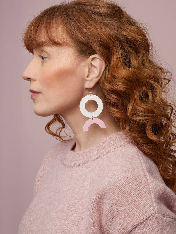 CIRCLES EARRINGS No.2, First Snow/Cherry Blossom for wholesale by Papu