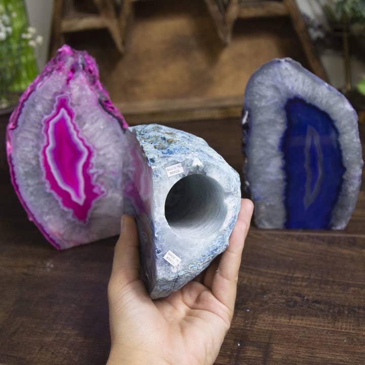 Rock Paradise - Wholesale Accent/Desk Lamp - Agate Geode Cut Base Crystal Lamp