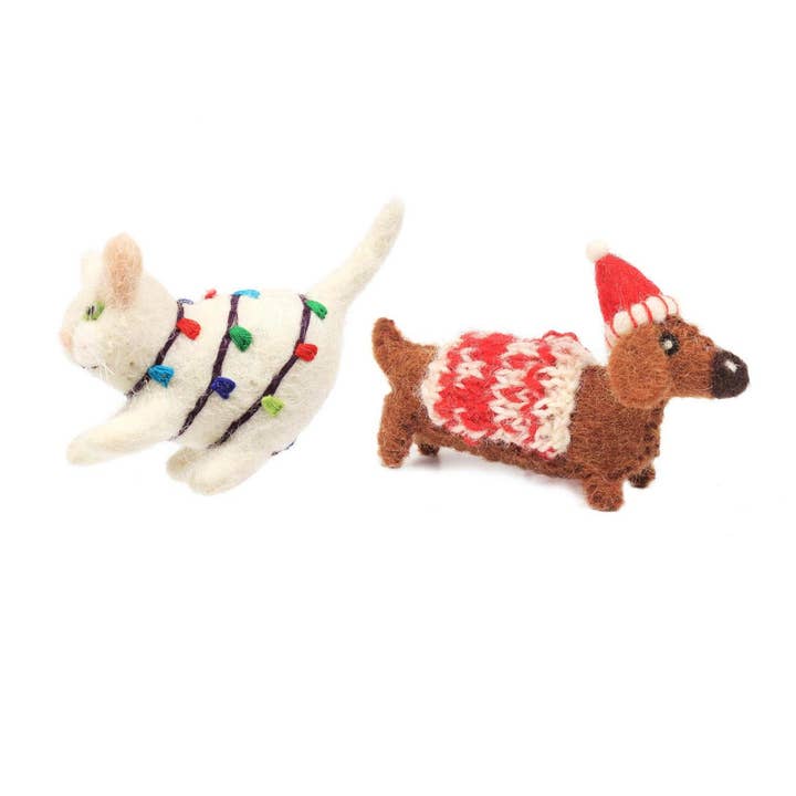 Ethical Global - Wholesale Ornament - Cat, Dog Felt Wool Ornaments Fair-Trade