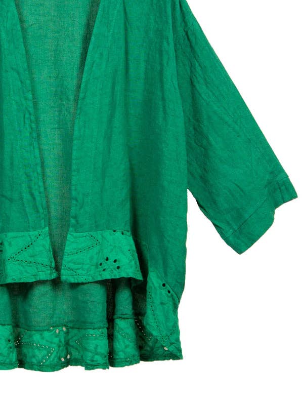 Peignoir ouvert Rosanna en vert Kelly pour la vente par Caposhie