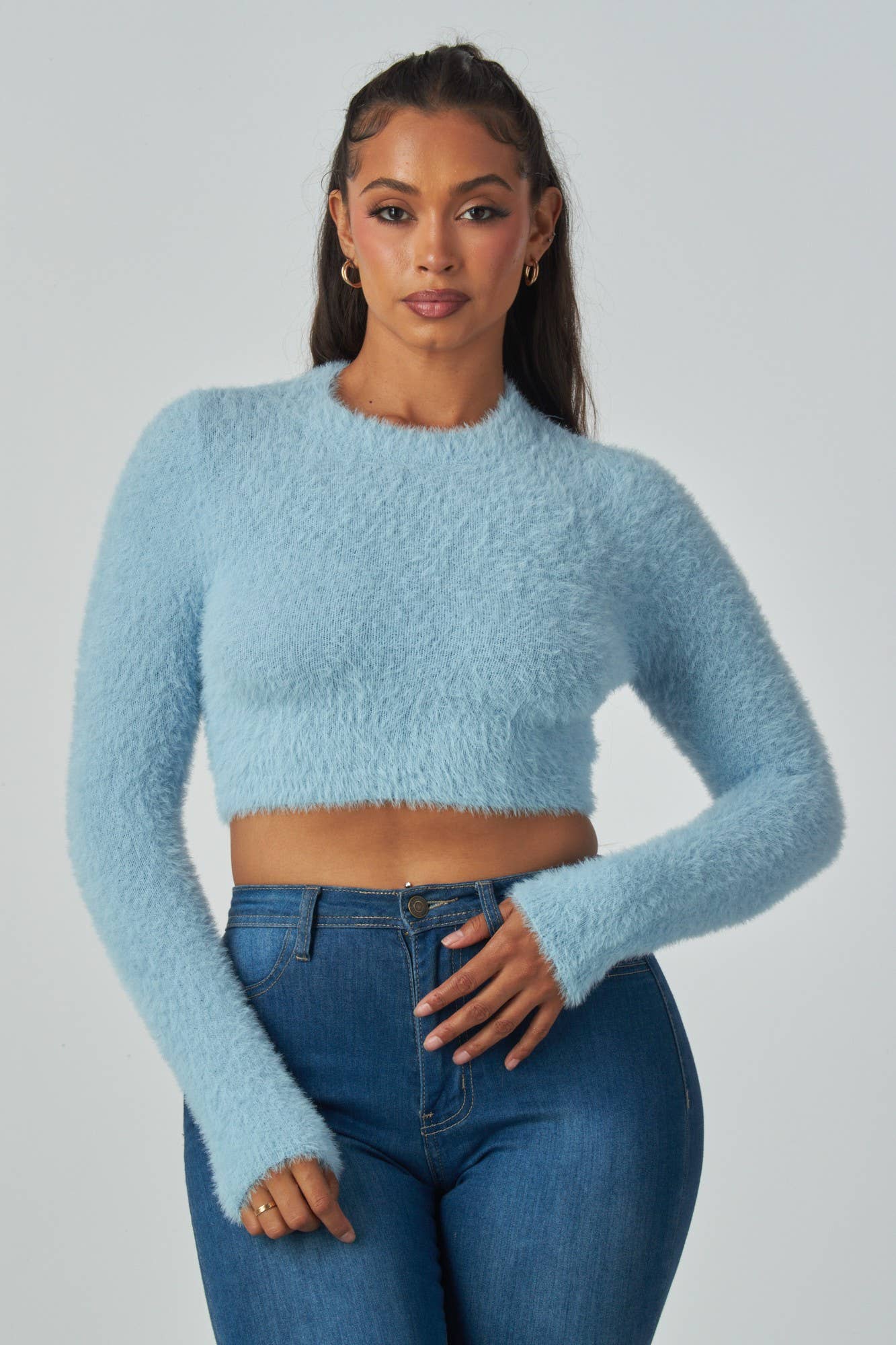Hot & Delicious - Wholesale Knit Top - Women's - Olanes Fuzzy Crop Top (HAT2565A)