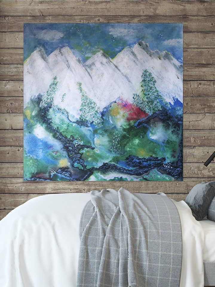 Mountain Tapestry | Abstract Tapestry | Trippy Tapestry for wholesale by DebDragonfly Studio
