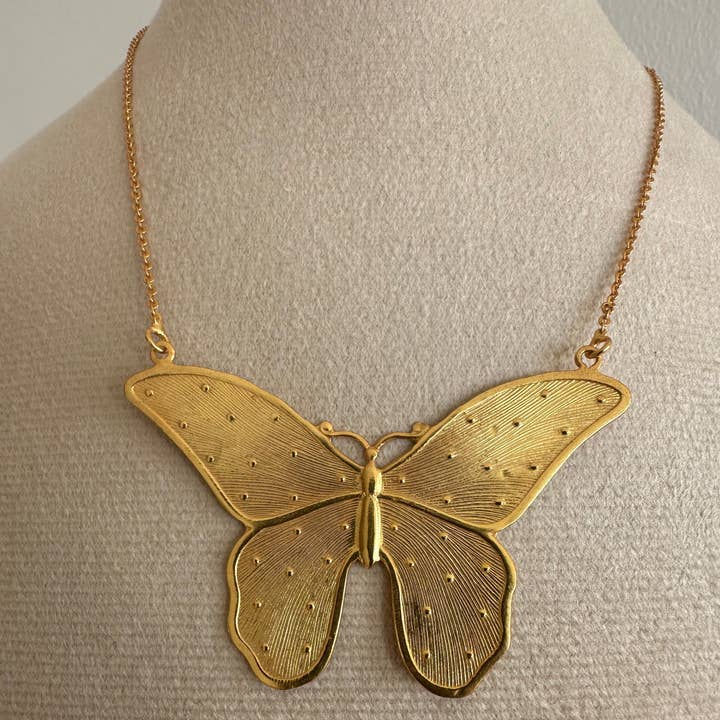 Anokhi Green | Handmade Gemstone Jewelry - Wholesale Pendant/charm necklace - Butterfly Necklace | Gold Chain | Hope + Rebirth Necklace1