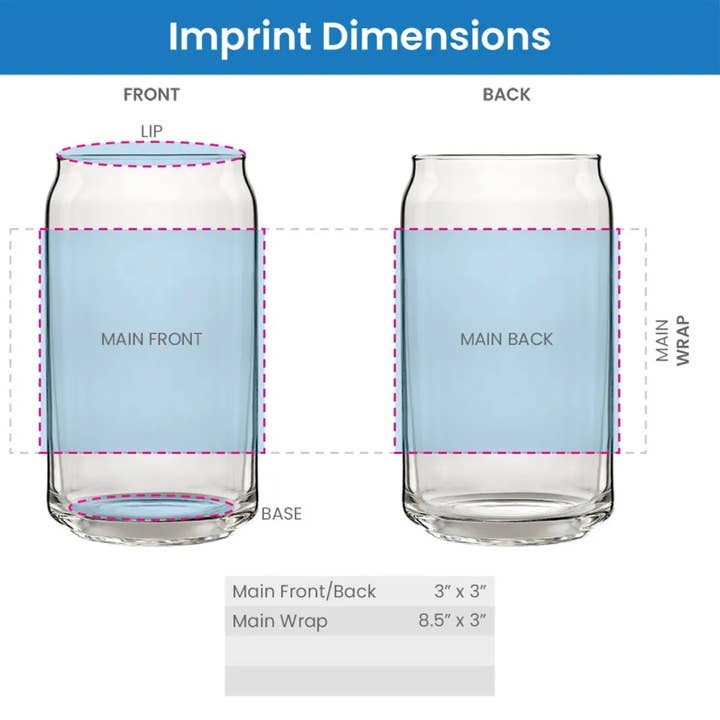 Counter Couture - Wholesale Drinking Glass/Cup - Customizable 16 oz Beer Glass – One-Color Print1