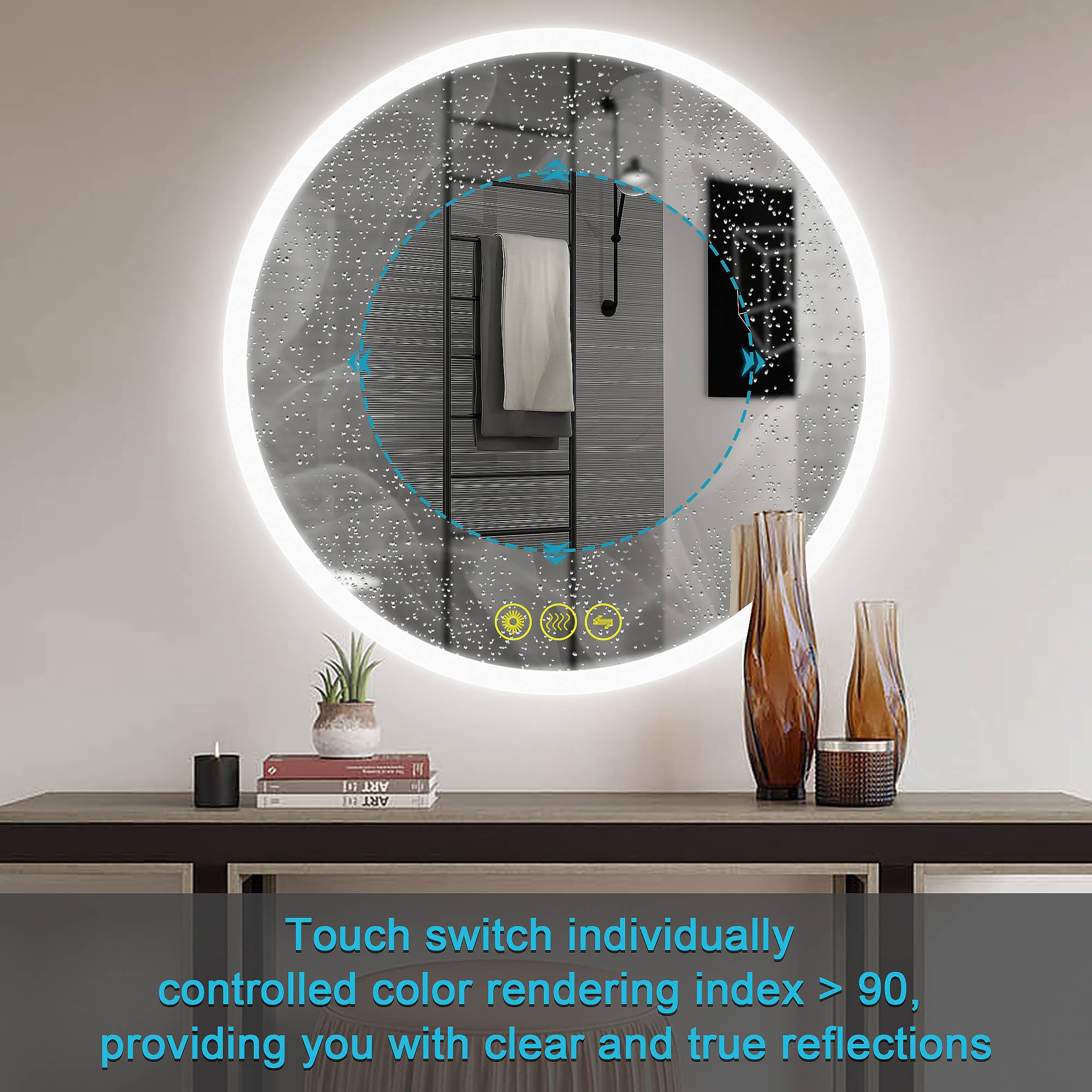 Brio Lighting - Wholesale Bathroom Mirror - Bathroom Mirror LED 28" Round Dimmable Anti-Fog Frameless4