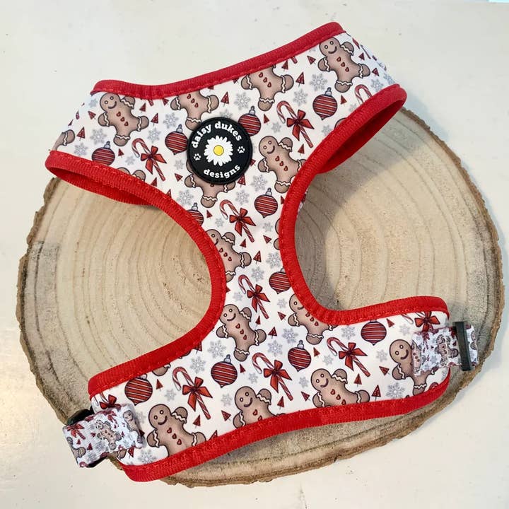 Gingerbread Dreams Adjustable Dog Harness for wholesale by Daisy Dukes Designs