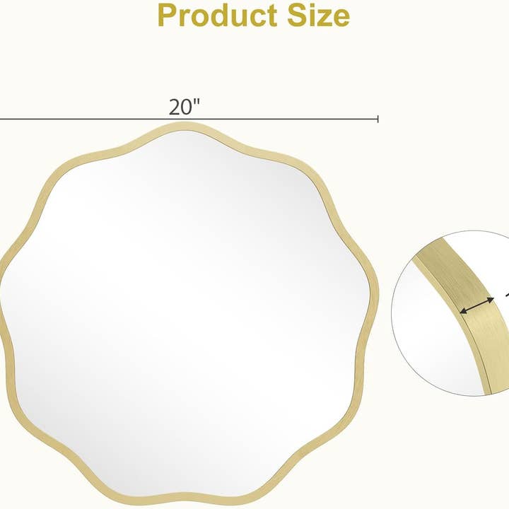 round Wavy Mirror for Wall Decorative 20 Inch, Modern round Mirror Aluminum Frame Circle Wall Mirror for Bathroom Bedroom Living Room Home House Office Entryway, Gold for wholesale on Faire5
