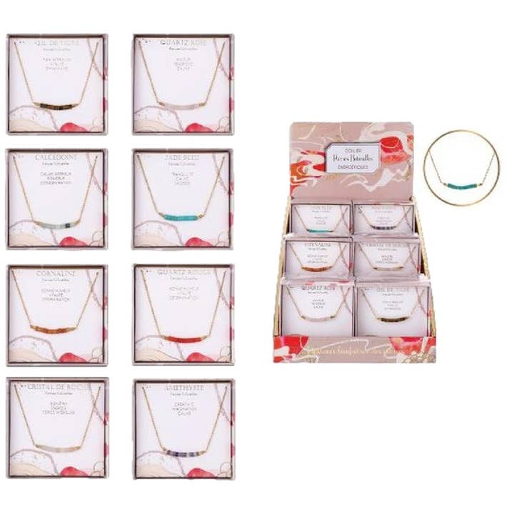 Colar de Energia com Aço e Pedras Naturais por atacado de Jactal