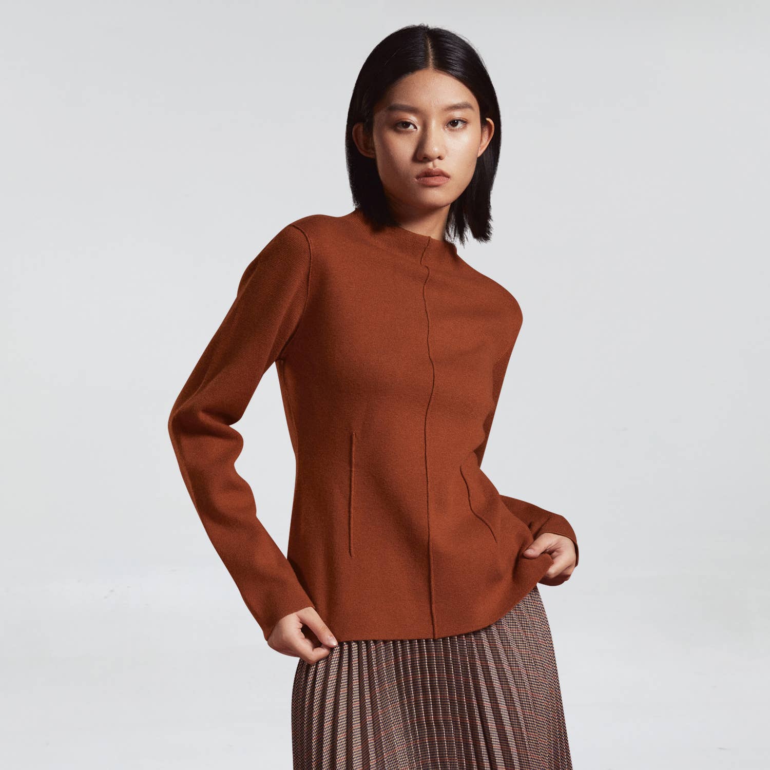 Smart and Joy – wholesale Knitted jumper – Women′s – Sweater with embossed lines1