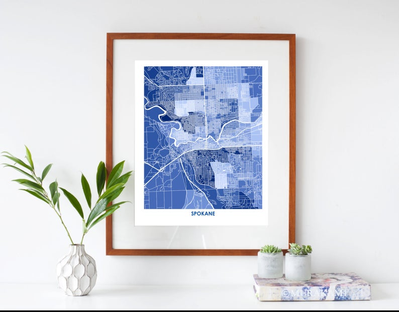 Juanita's Adventures - Wholesale Art Print - Juanitas Spokane Map Print2