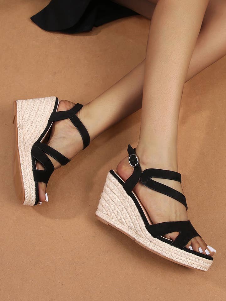 Cink-me - Venta al por mayor Sandalias con plataforma - Mujer - Sandalias con suela y tacón de cuña estilo mimbre, YU5598-1
