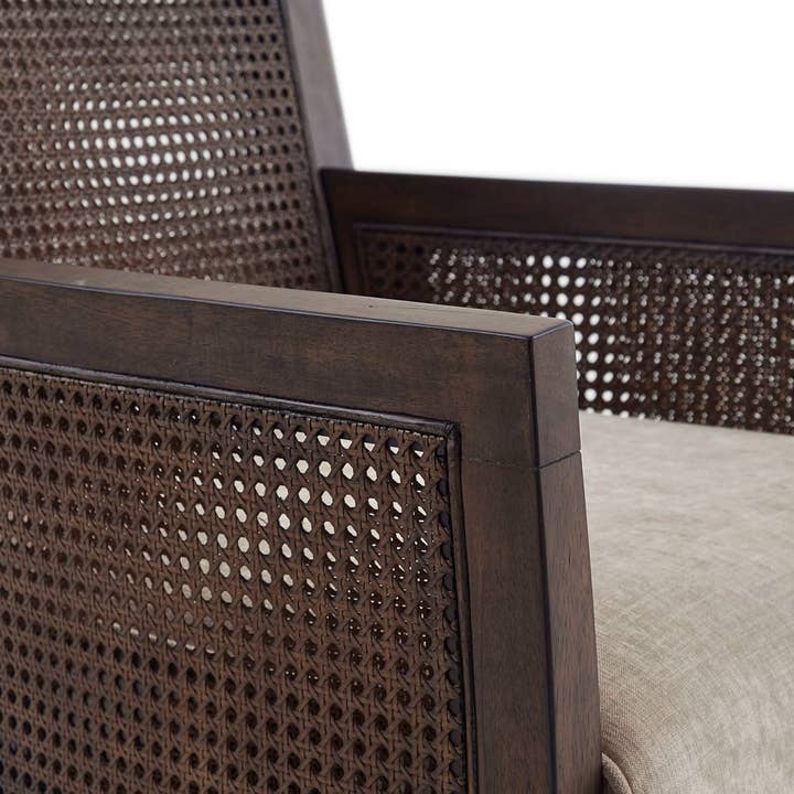 Olliix - Wholesale Chair - Cane Armed Accent Chair with Espresso Wood Finish