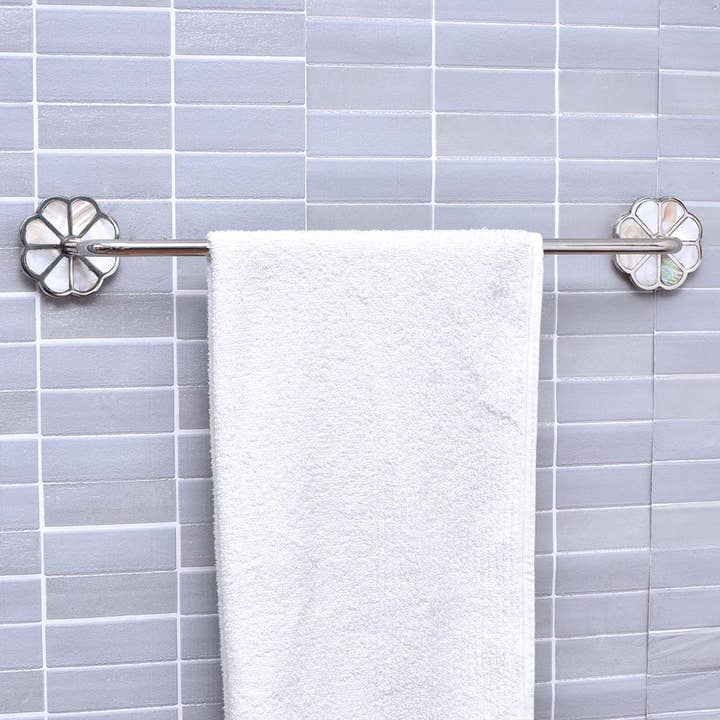 Brass & Mother of Pearl Sliver White Towel Bar for wholesale by Daana Paani LLC