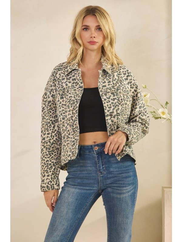 Pink Irene Wholesale - Venta al por mayor Chaqueta - Mujer - Chaqueta vaquera estampada de leopardo