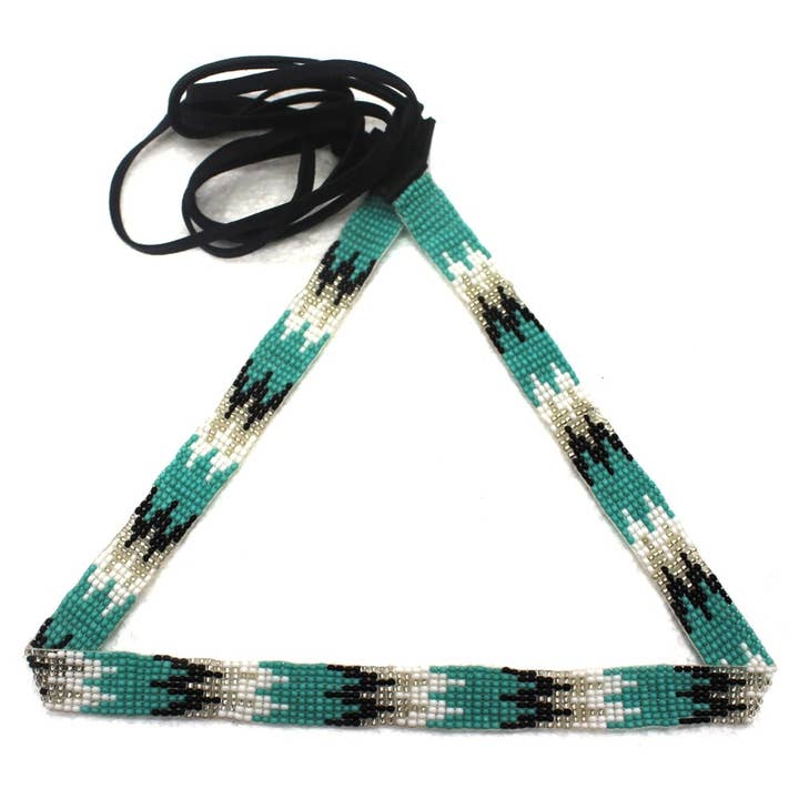 Sombrero de vaquero azul turquesa, negro y blanco hecho a mano para venta al por mayor de BEADS CORNER