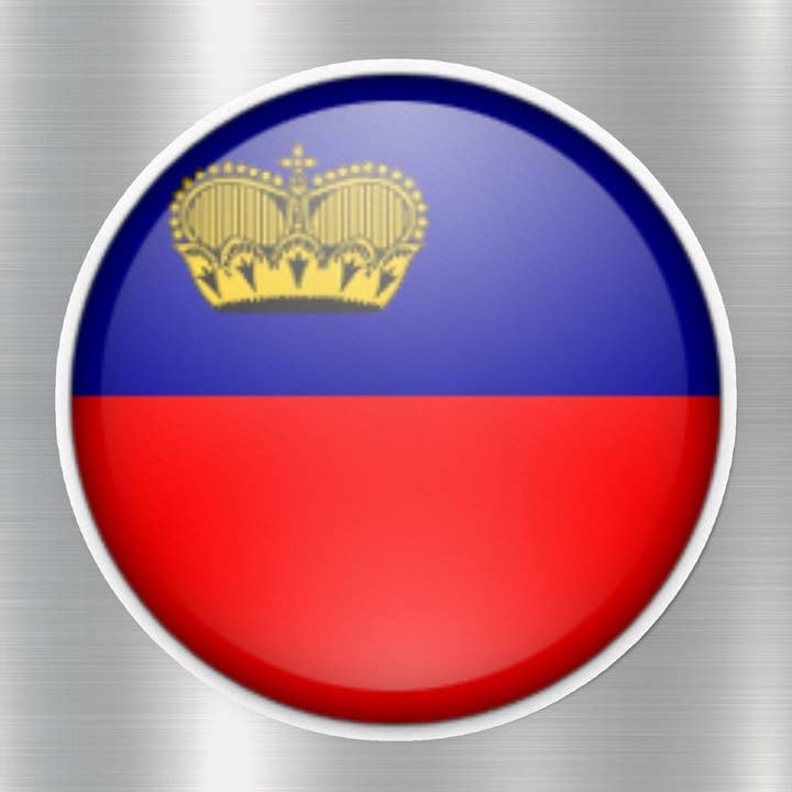 Liechtenstein Button Flag Sticker for wholesale by GraffMerch.com