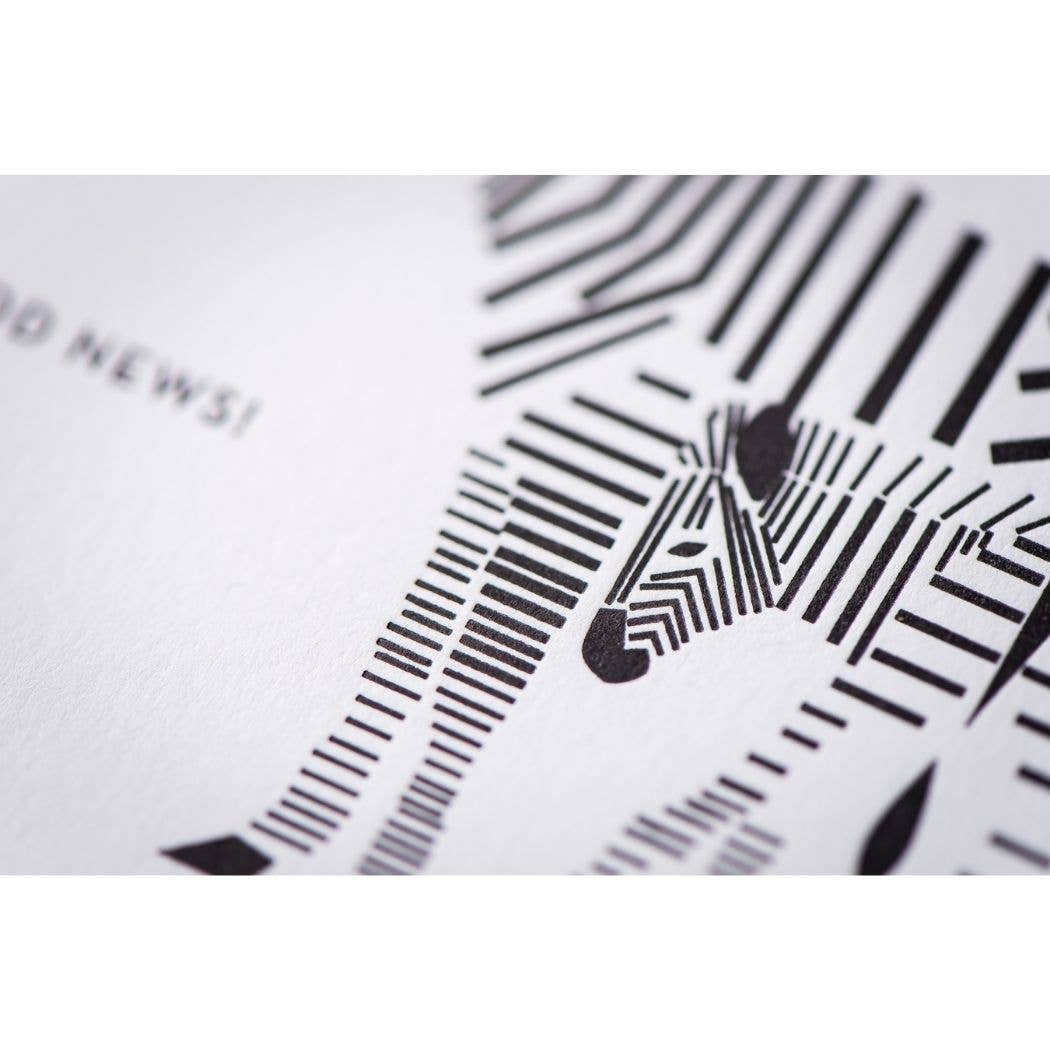 Porchlight Press Letterpress - Wholesale Baby Card - Zebra Modern Baby Card4