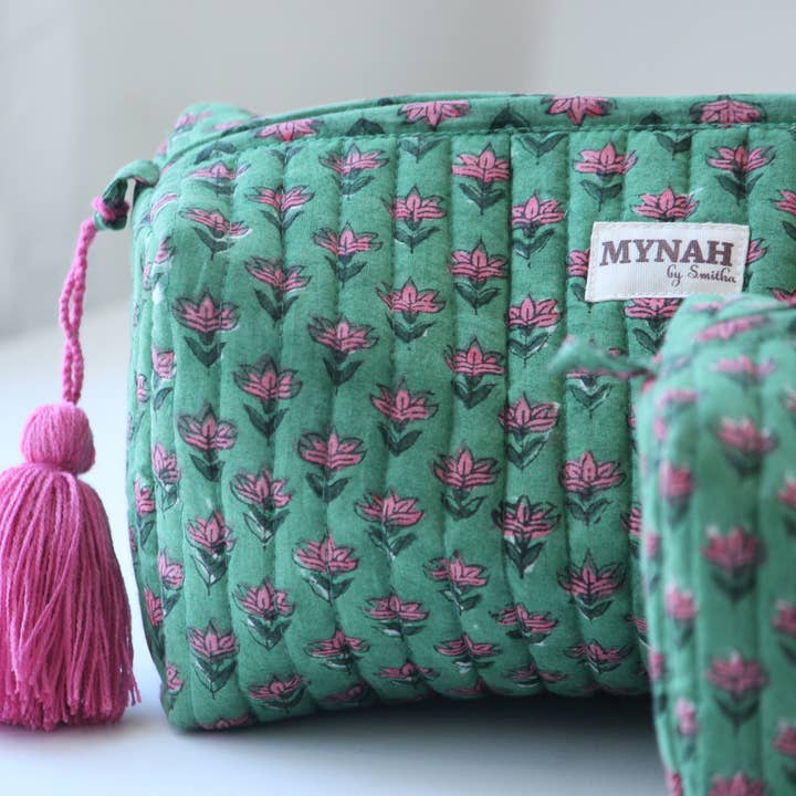 Cactus rose floral travel/make up/organizer/bag-LARGE only for wholesale by MYNAHbySmitha