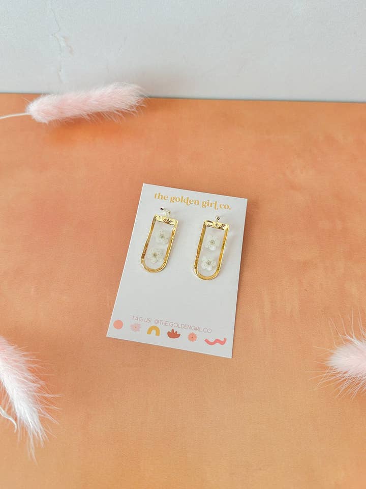 Plum Blossom Dangles for wholesale by The Golden Girl Co.