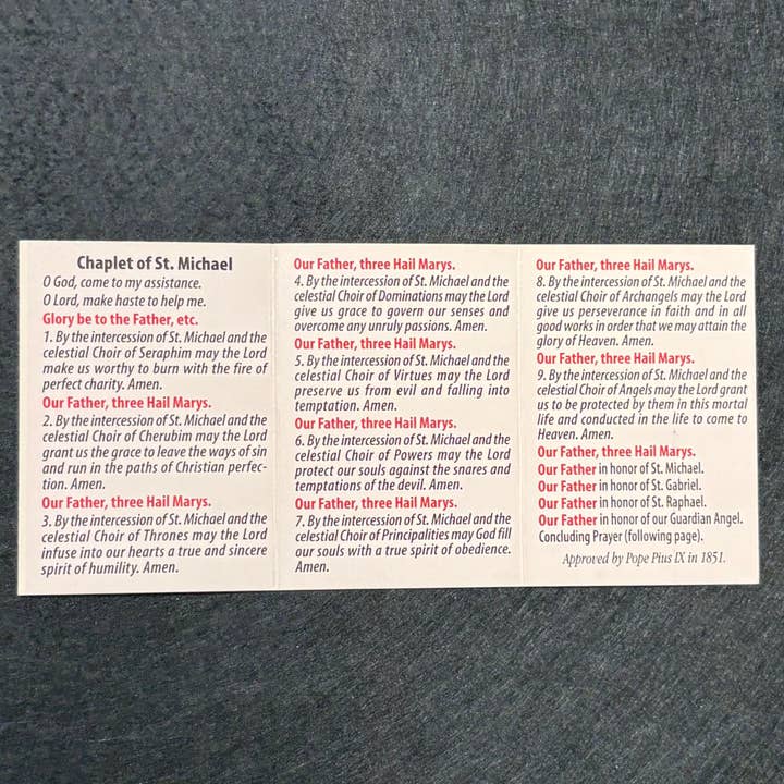 Oremus Mercy - Wholesale Book - Adult - Chaplet of St. Michael Prayer Card Pamphlet (25/pk)