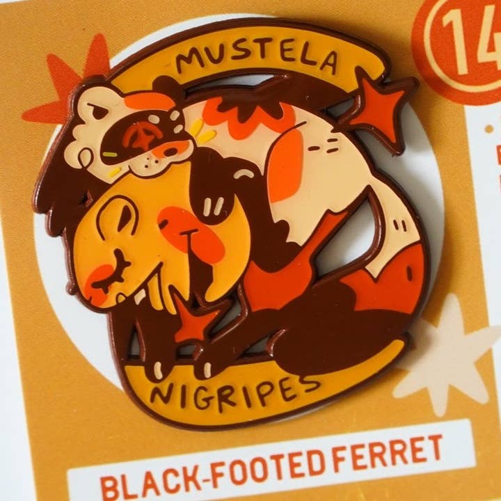 BLACK FOOTED FERRET ENAMEL PIN for wholesale by KOHI & ANDIE