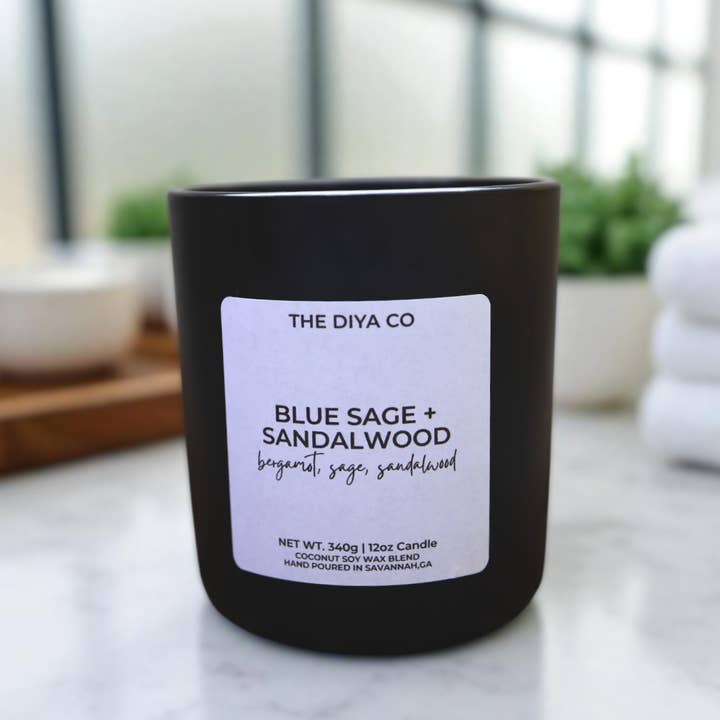 12 oz Blausalbei und Sandelholz | Kokos-Soja-Kerze für den Großhandel von The Diya Co