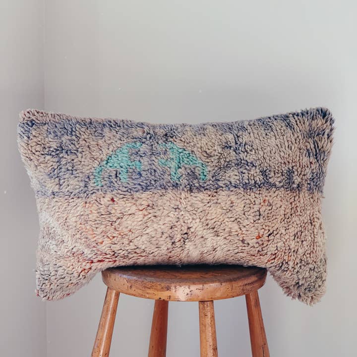 Blue Moroccan Rug Pillow 12 23x13" for wholesale by Coe 112