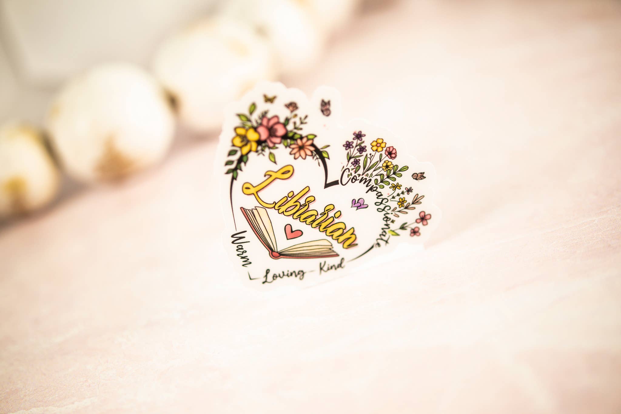 Savannah and James Co - Wholesale Sticker - Librarian Floral Heart, Book Vinyl Sticker, 3x3 in.6