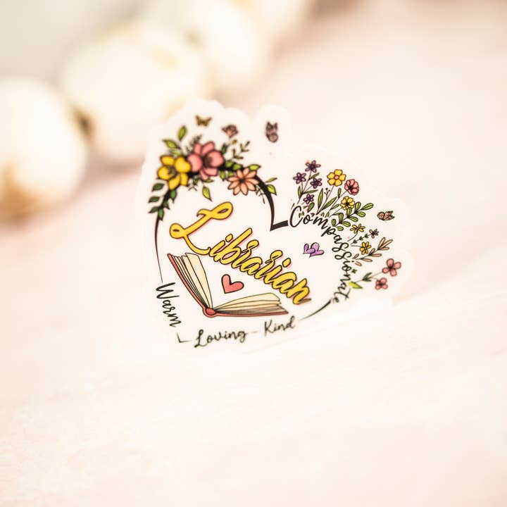 Savannah and James Co - Wholesale Sticker - Librarian Floral Heart, Book Vinyl Sticker, 3x3 in.6