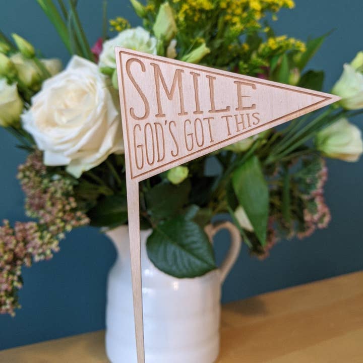 Smile God's got this Mini Flags for wholesale by Birch and tides