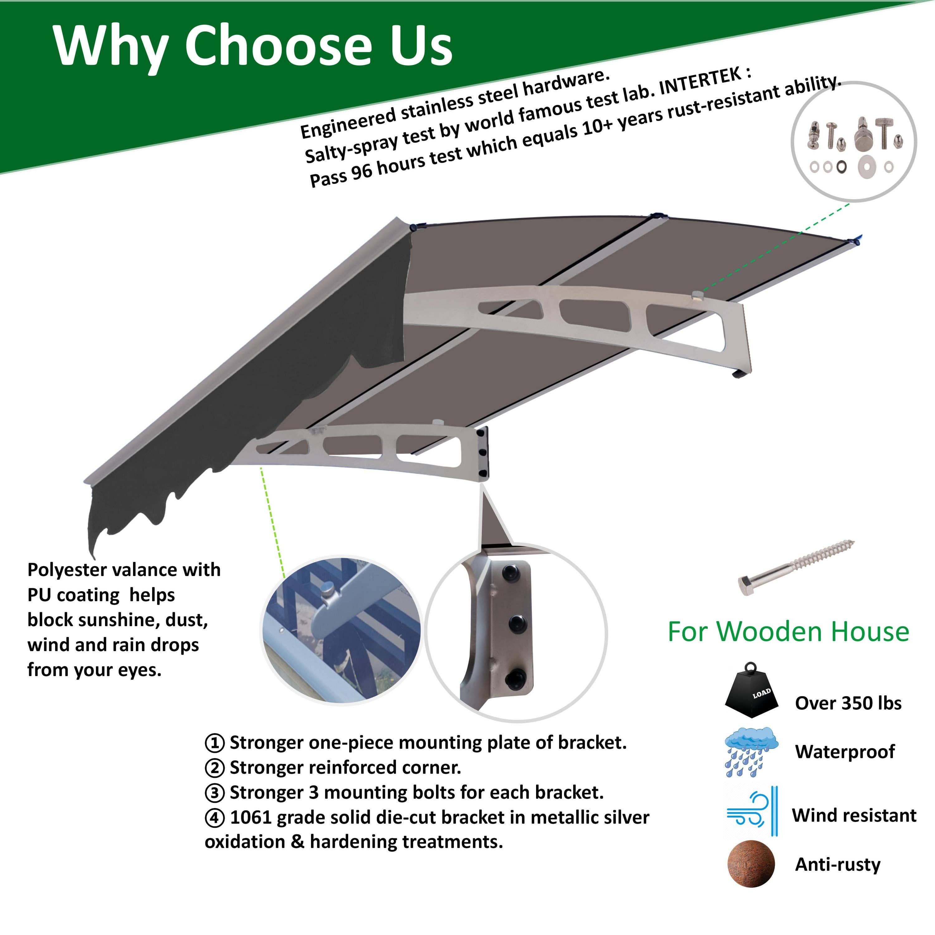 39F Inc. - Wholesale Outdoor Ornament/Decor - DA5934W Series 59"x34" Door Window Awning Canopy - PC8